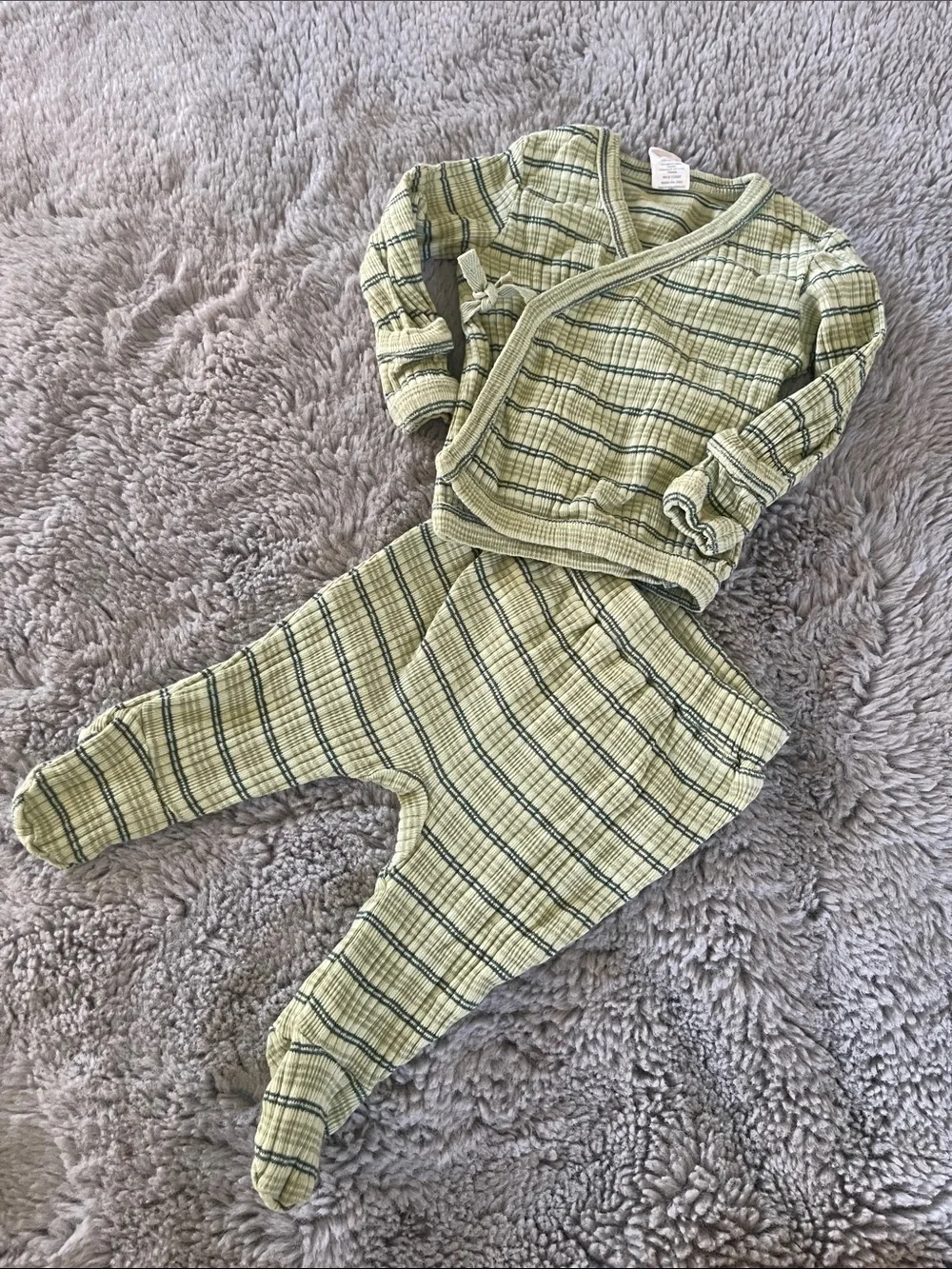 Kate Quinn Green Plaid Footed Kids Pajama Set - Cozy Wrap Top and Footed Bottoms